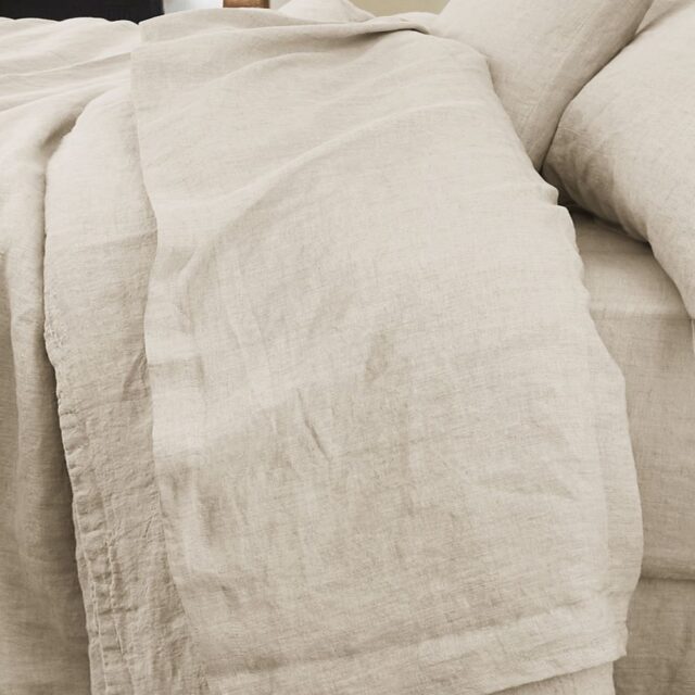 Drap plat Lin Français Sable 240 x 300 cm