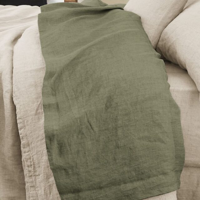 Drap plat Lin Français Thym Kaki 240 x 300 cm