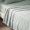 Drap plat Gaze de Coton Eucalyptus Bleu Clair 270 x 300 cm