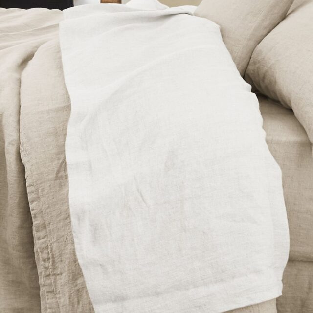 Drap plat Lin Français Craie Blanc 270 x 300 cm