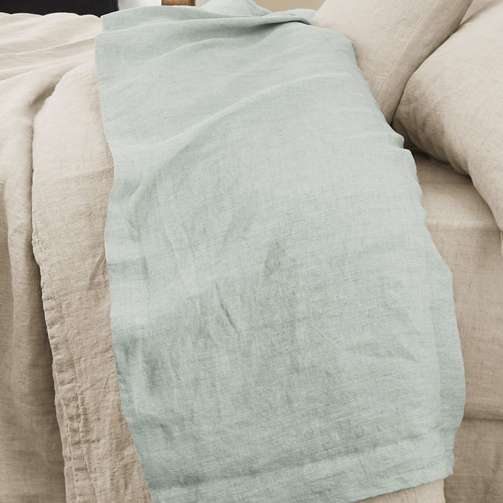 Drap plat Lin Français Eucalyptus Bleu Clair 270 x 300 cm