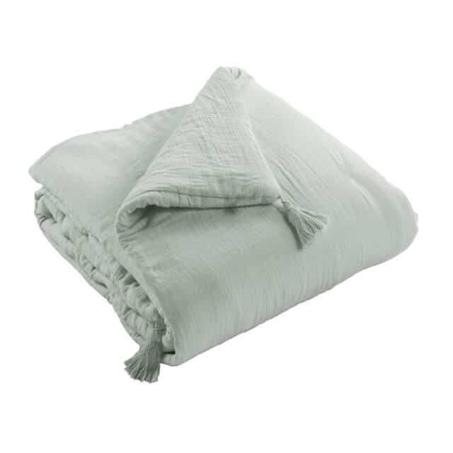 Edredon Gaze de Coton Eucalyptus Bleu Clair 150 x 150 cm