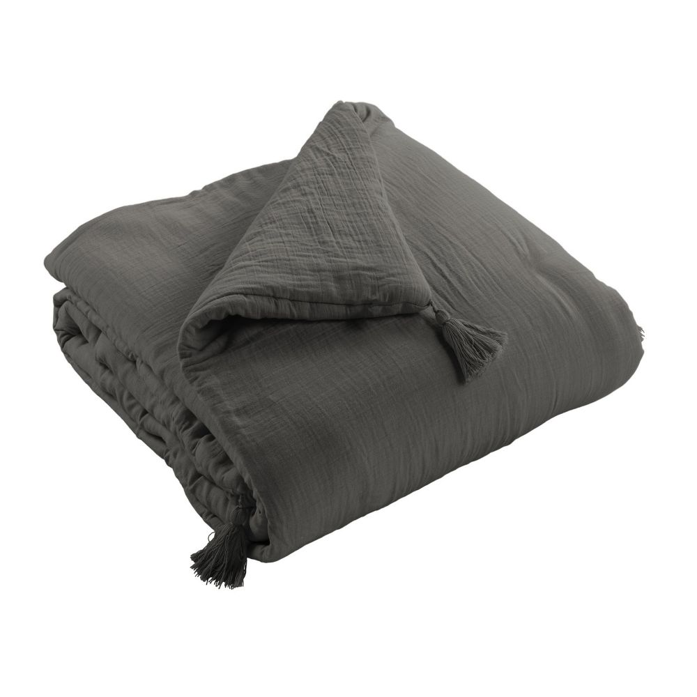 Edredon Gaze de coton Granit 150 x 150 cm