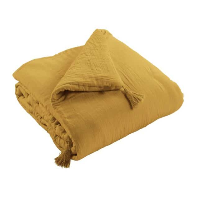 Edredon Gaze de coton Safran 150 x 150 cm