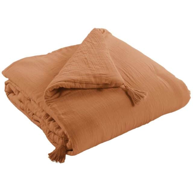 Edredon Gaze de Coton Terra Abricot 180 x 240 cm