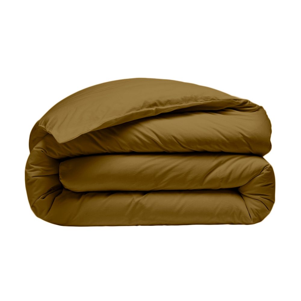 Housse de couette 100% Percale de Coton Lavé 80 fils Camel 220 x 240 cm