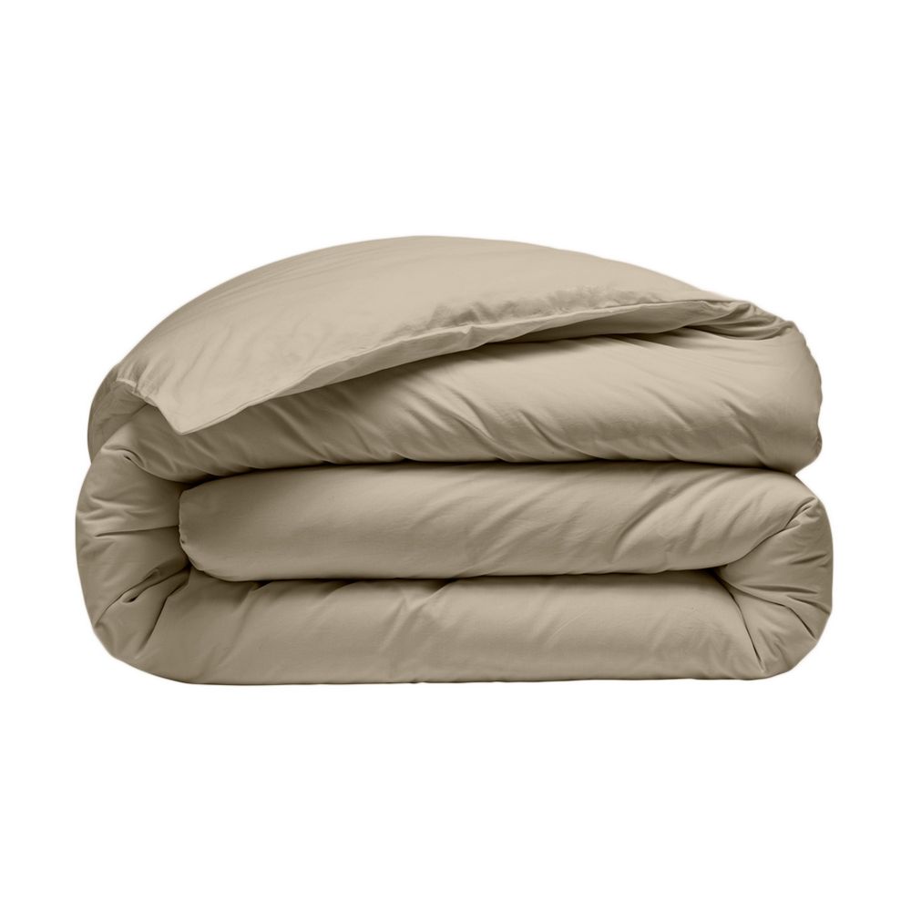 Housse de couette 100% Percale de Coton Lavé 80 fils Sable 220 x 240 cm