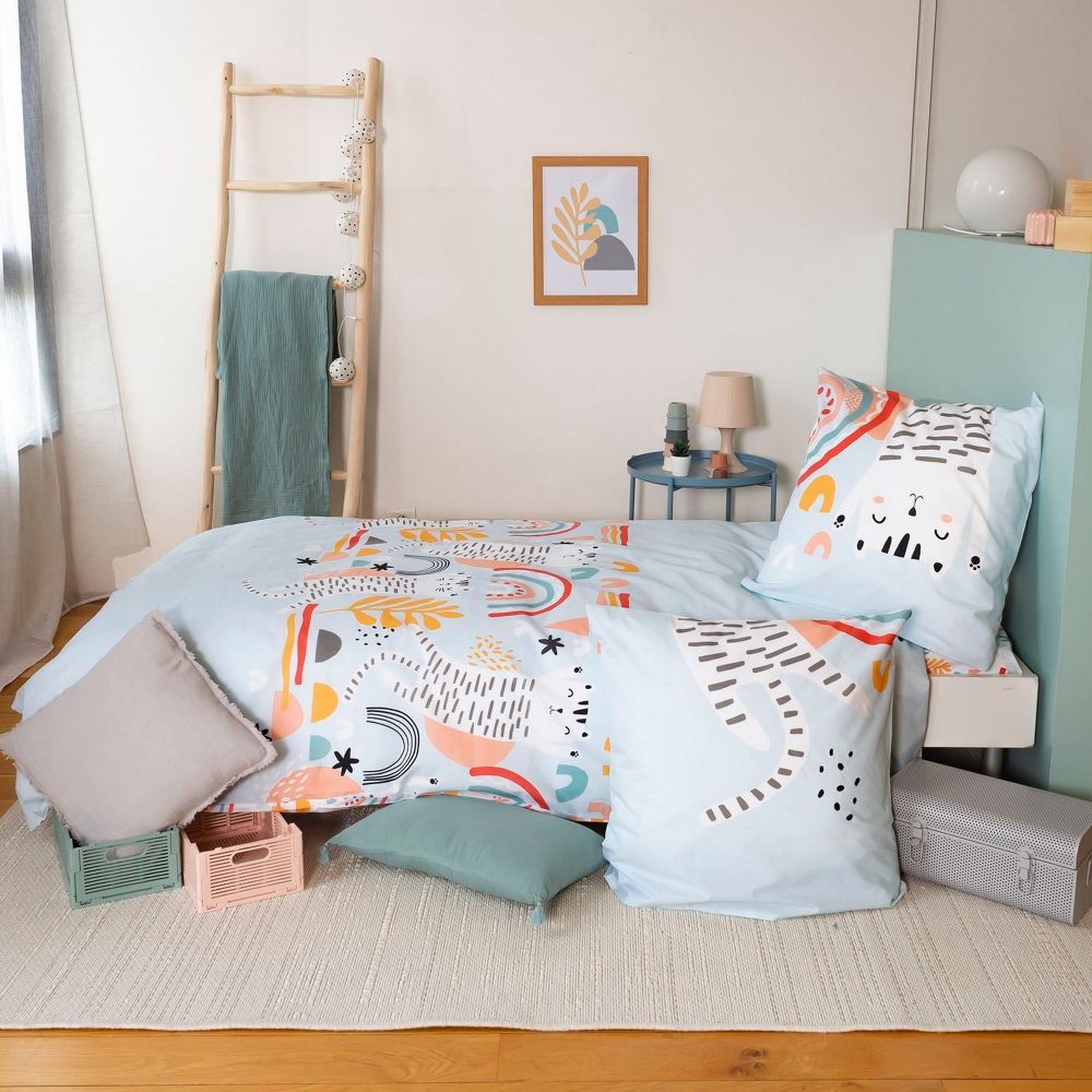 Housse de couette taie d'oreiller Coton Catchi Bleu 140 x 200 cm — vue 2