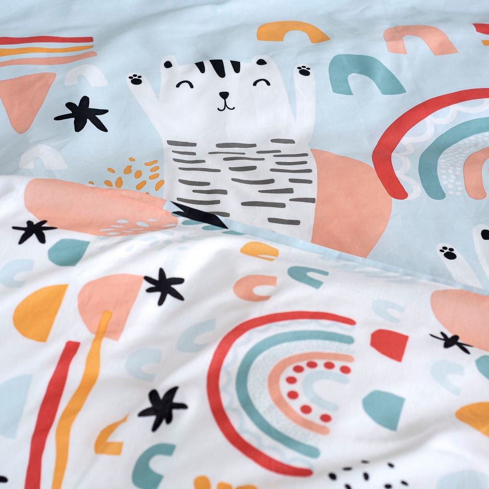 Housse de couette taie d'oreiller Coton Catchi Bleu 140 x 200 cm — vue 5