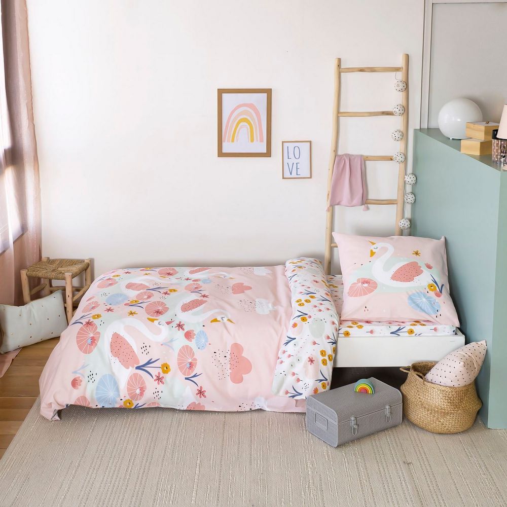Housse de couette taie d'oreiller Coton Clara Rose 140 x 200 cm — vue 2