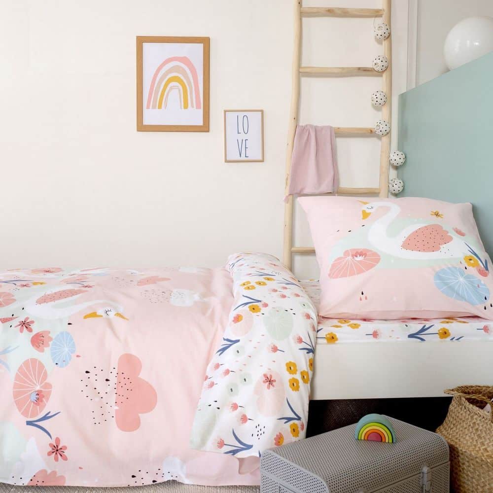 Housse de couette taie d'oreiller Coton Clara Rose 140 x 200 cm — vue 3