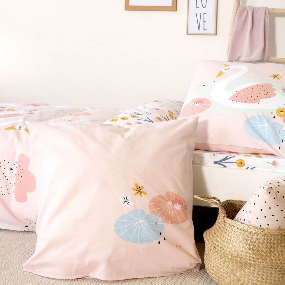 Housse de couette taie d'oreiller Coton Clara Rose 140 x 200 cm — vue 4