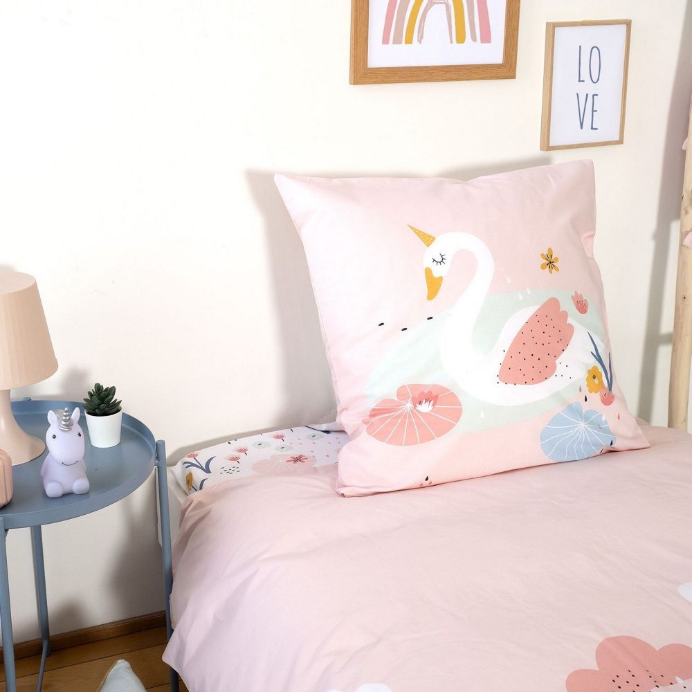 Housse de couette taie d'oreiller Coton Clara Rose 140 x 200 cm — vue 6