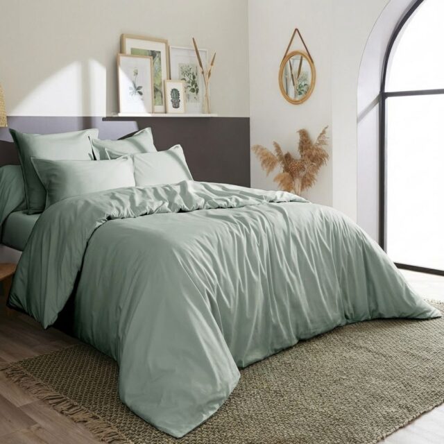 Housse de couette Percale de Coton Céladon Celadon 140 x 200 cm