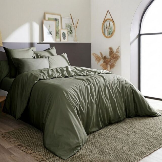 Housse de couette Percale de Coton Thym 140 x 200 cm