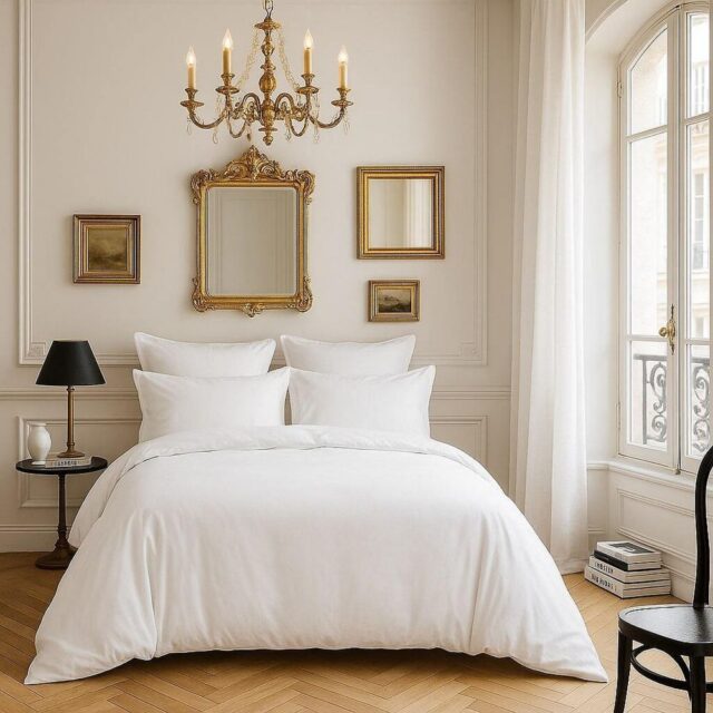 Housse de couette Satin de Coton Blanc 140 x 200 cm