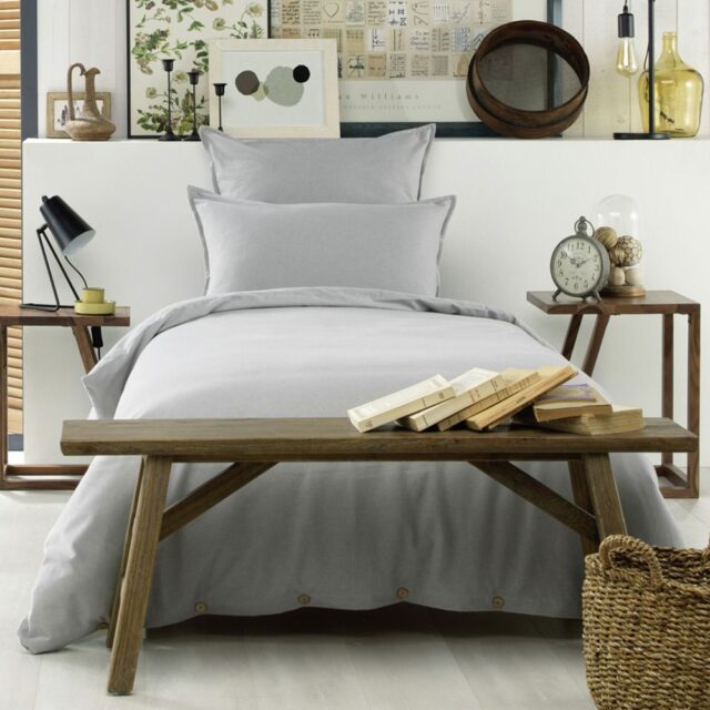 Housse de couette Flanelle de Coton Brume 140 x 200 cm