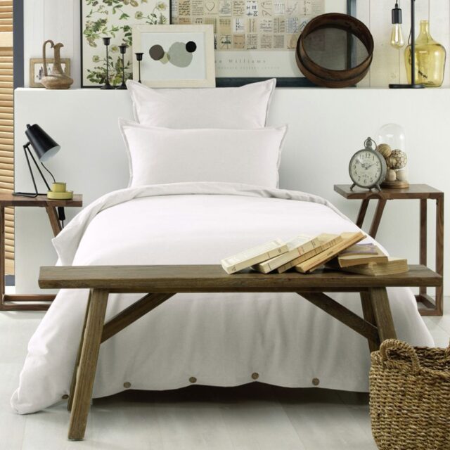 Housse de couette Flanelle de Coton Neige 140 x 200 cm