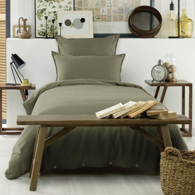 Housse de couette Flanelle de Coton Romarin 140 x 200 cm