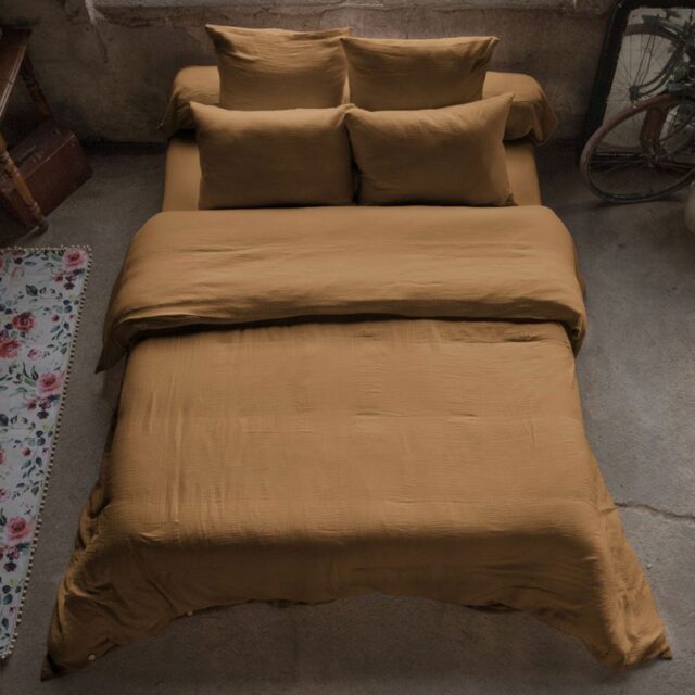 Housse de couette en Gaze de coton Camel 200 x 200 cm
