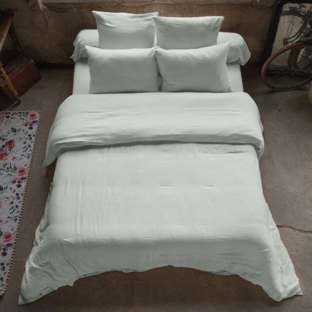 Housse de couette Gaze de Coton Eucalyptus Bleu Clair 200 x 200 cm