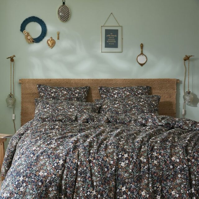 Housse de couette Gaze de Coton Nora minuit Bleu Foncé 200 x 200 cm
