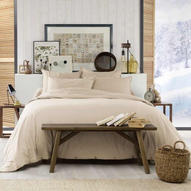 Housse de couette Flanelle de Coton Sable 200 x 200 cm