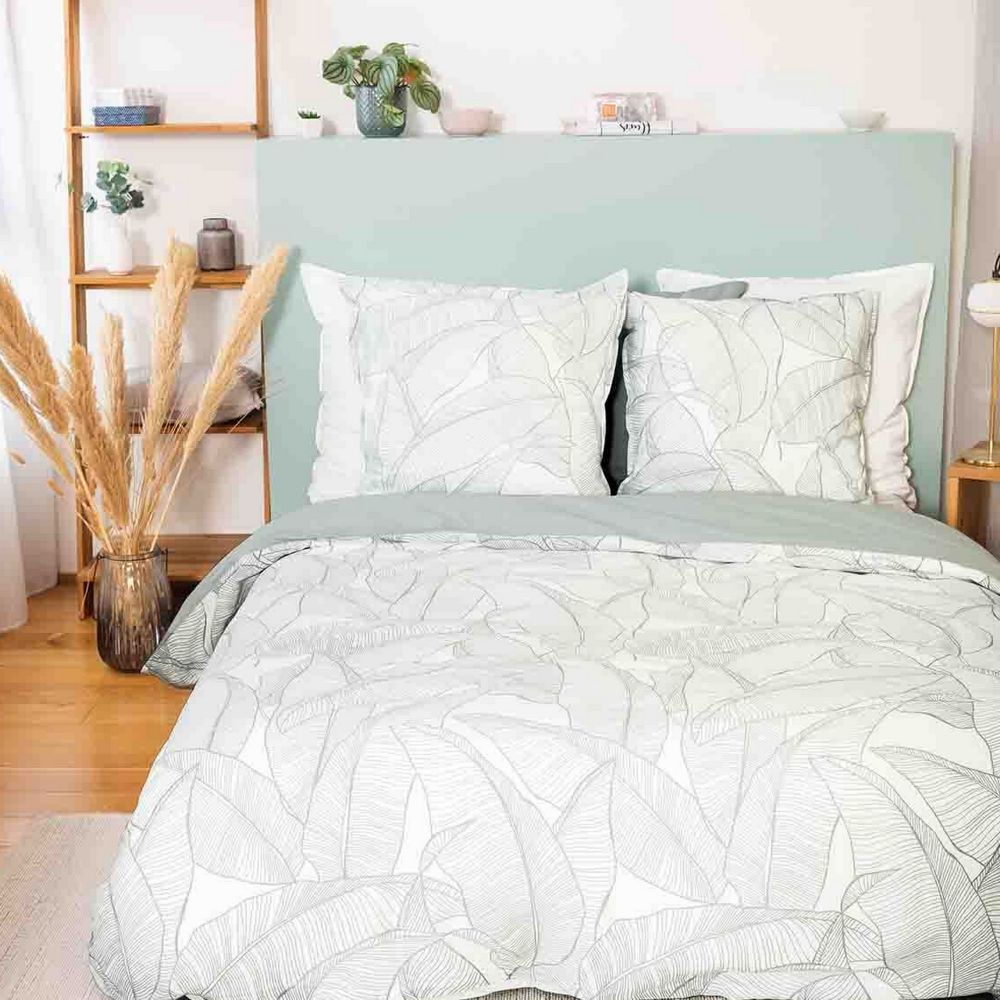 Housse de couette taies d'oreiller Lin Métis Lavé Pampelune Bleu 220 x 240 cm