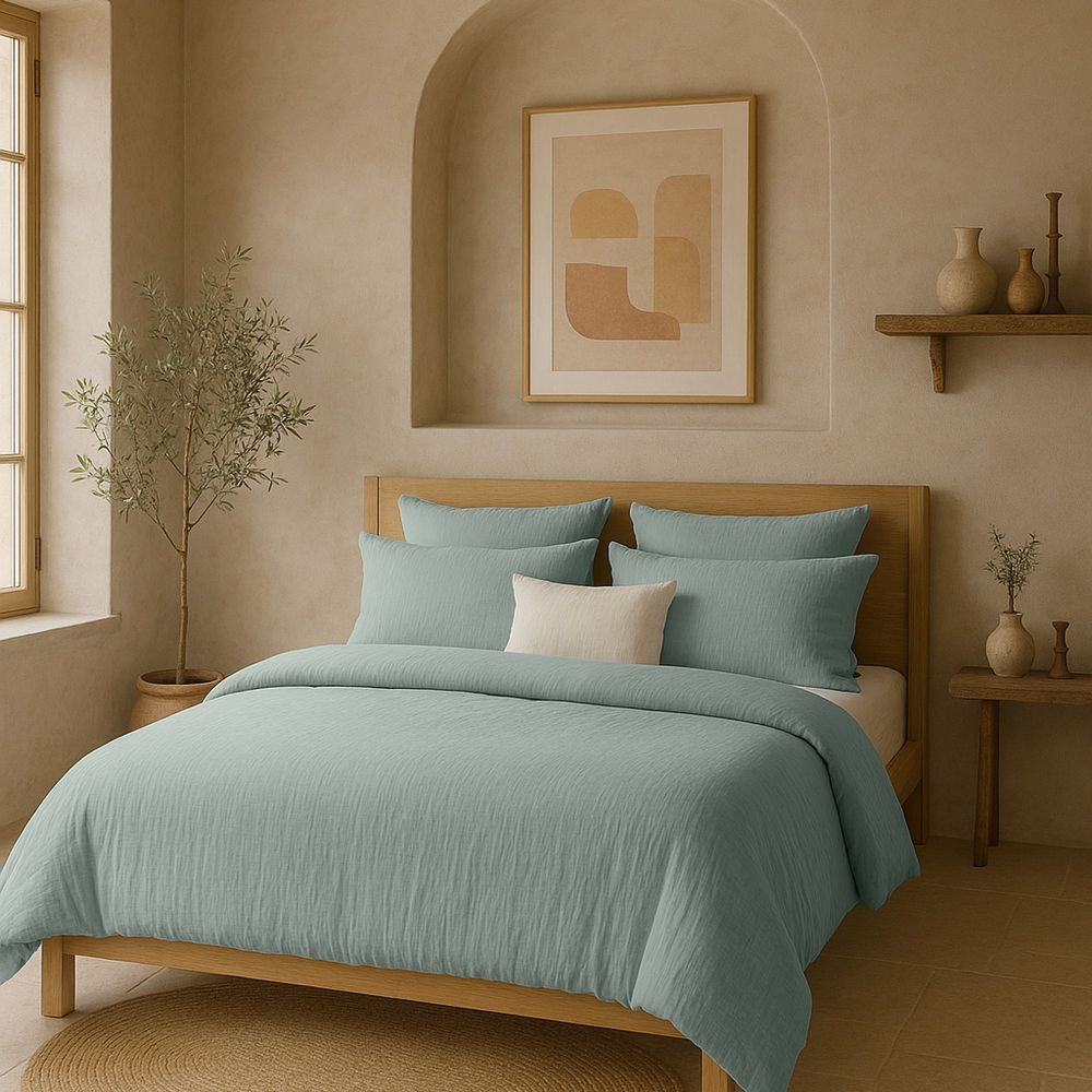 Housse de couette Gaze de Coton Lavé Bleu Givrée 220 x 240 cm — vue 3