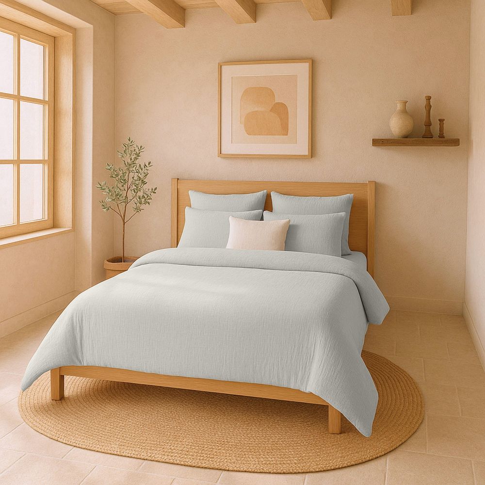 Housse de couette Gaze de Coton Lavé Gris Glacier 220 x 240 cm — vue 3