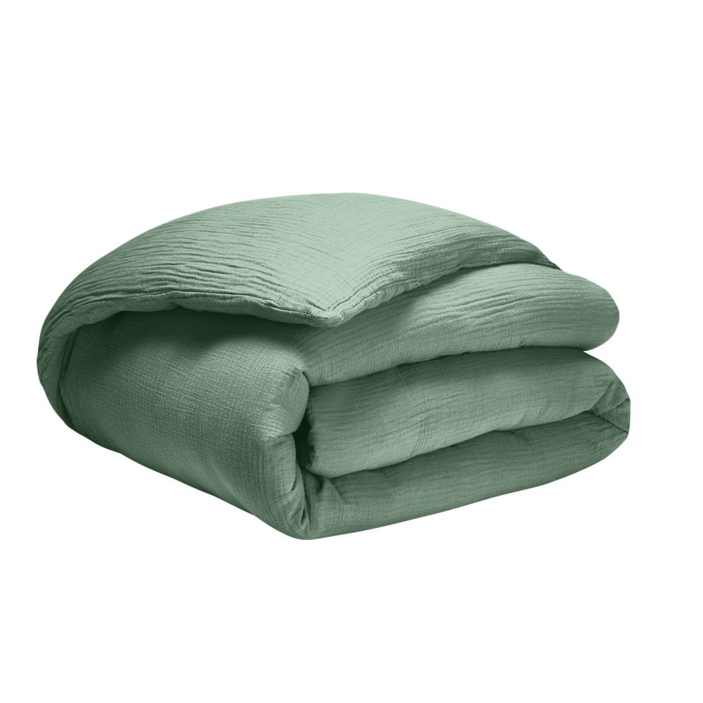 Housse de couette Gaze de Coton Vert Givrée 220 x 240 cm — vue 2
