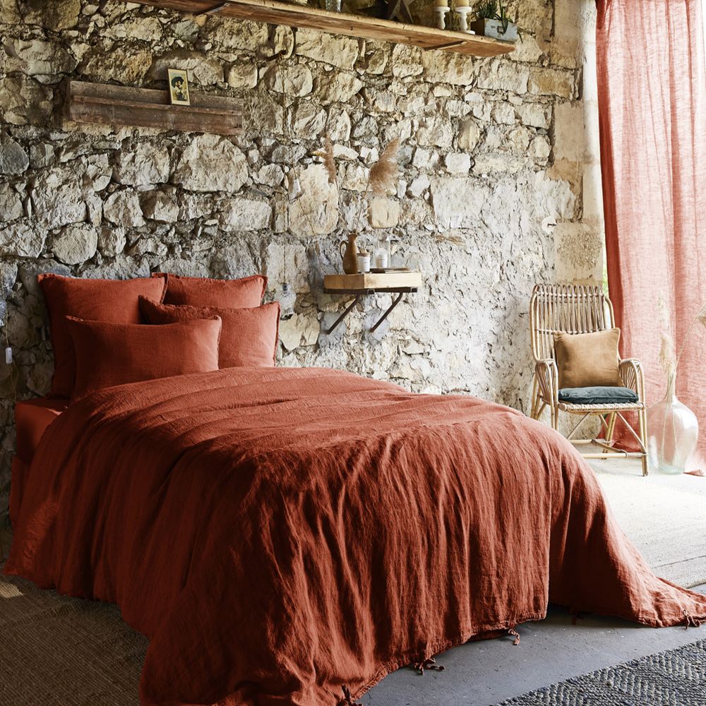 Housse de couette Lin Français Paprika Orange 220 x 240 cm — vue 2