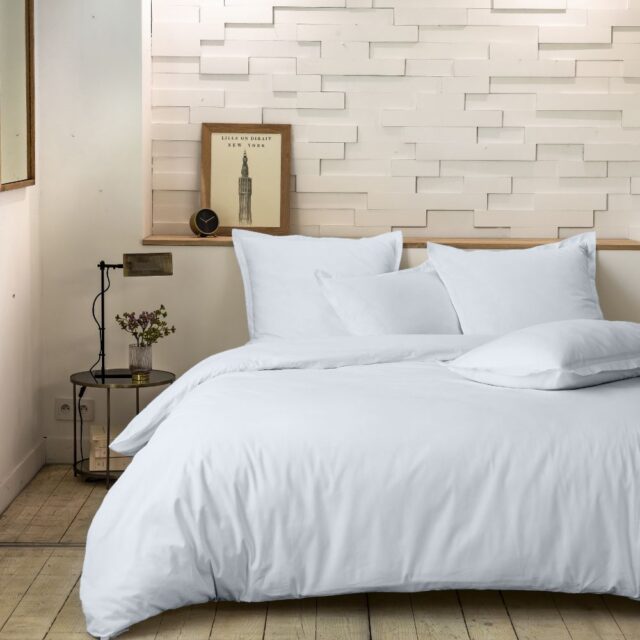 Housse de couette Percale de Coton Blanc Nuage 220 x 240 cm