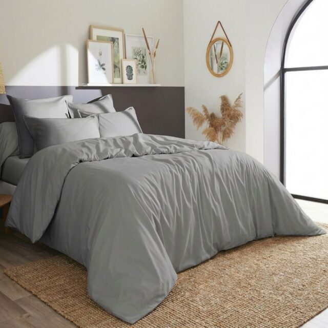 Housse de couette Percale de Coton Galet 220 x 240 cm