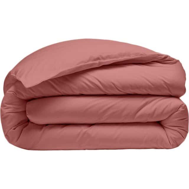 Housse de couette Percale de Coton Lavé Vieux Rose 220 x 240 cm