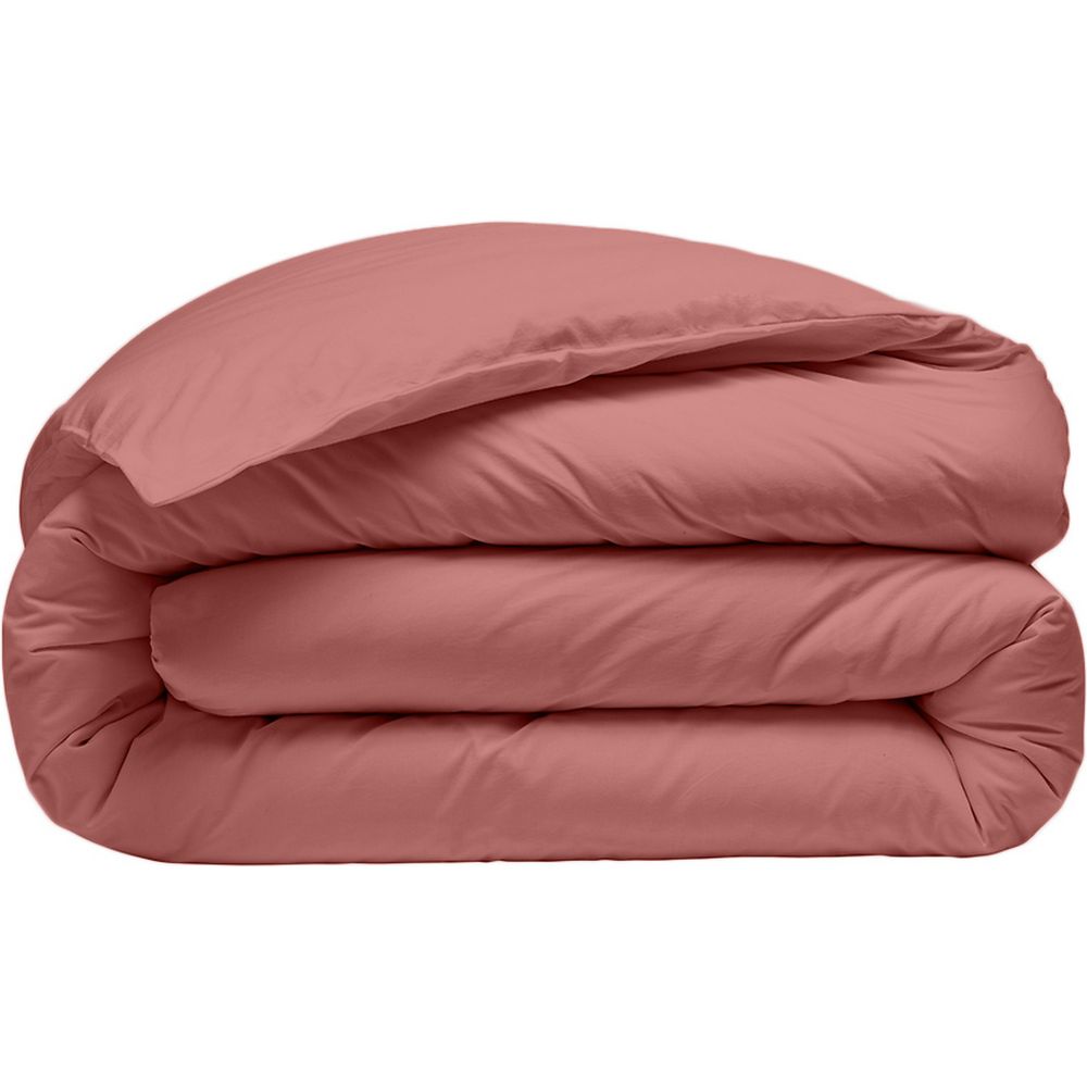 Housse de couette Percale de Coton Lavé Vieux Rose 220 x 240 cm