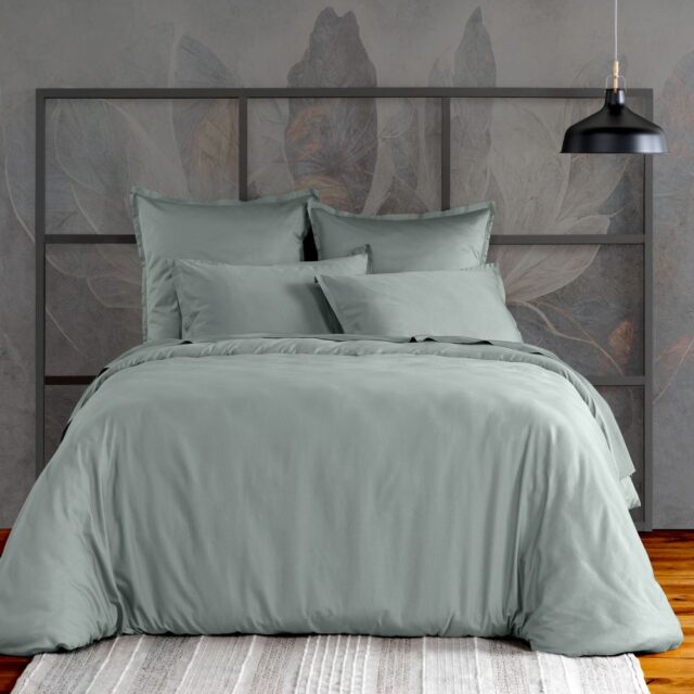 Housse de couette Satin de Coton Celadon Vert 220 x 240 cm