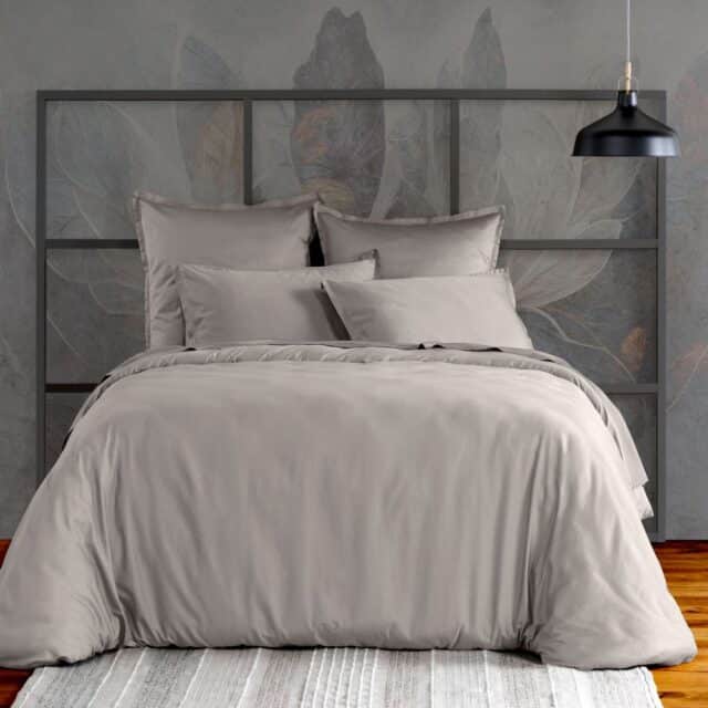Housse de couette Satin de Coton Gris Clair 220 x 240 cm