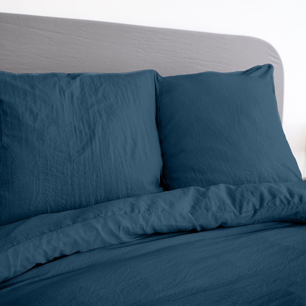 Housse de couette + taies d'oreiller, microfibre lavé, Bleu Nuit 220 x 240 cm — vue 2