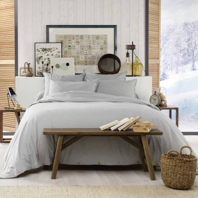 Housse de couette Flanelle de Coton Brume 220 x 240 cm