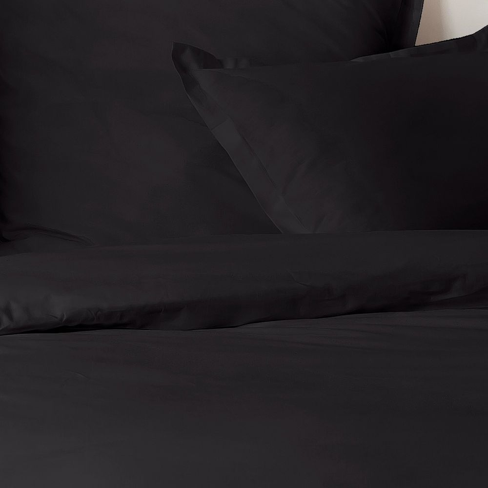 Housse de couette + 2 taies 100% Percale de Coton 80 fils Noir 240 x 260 cm — vue 3