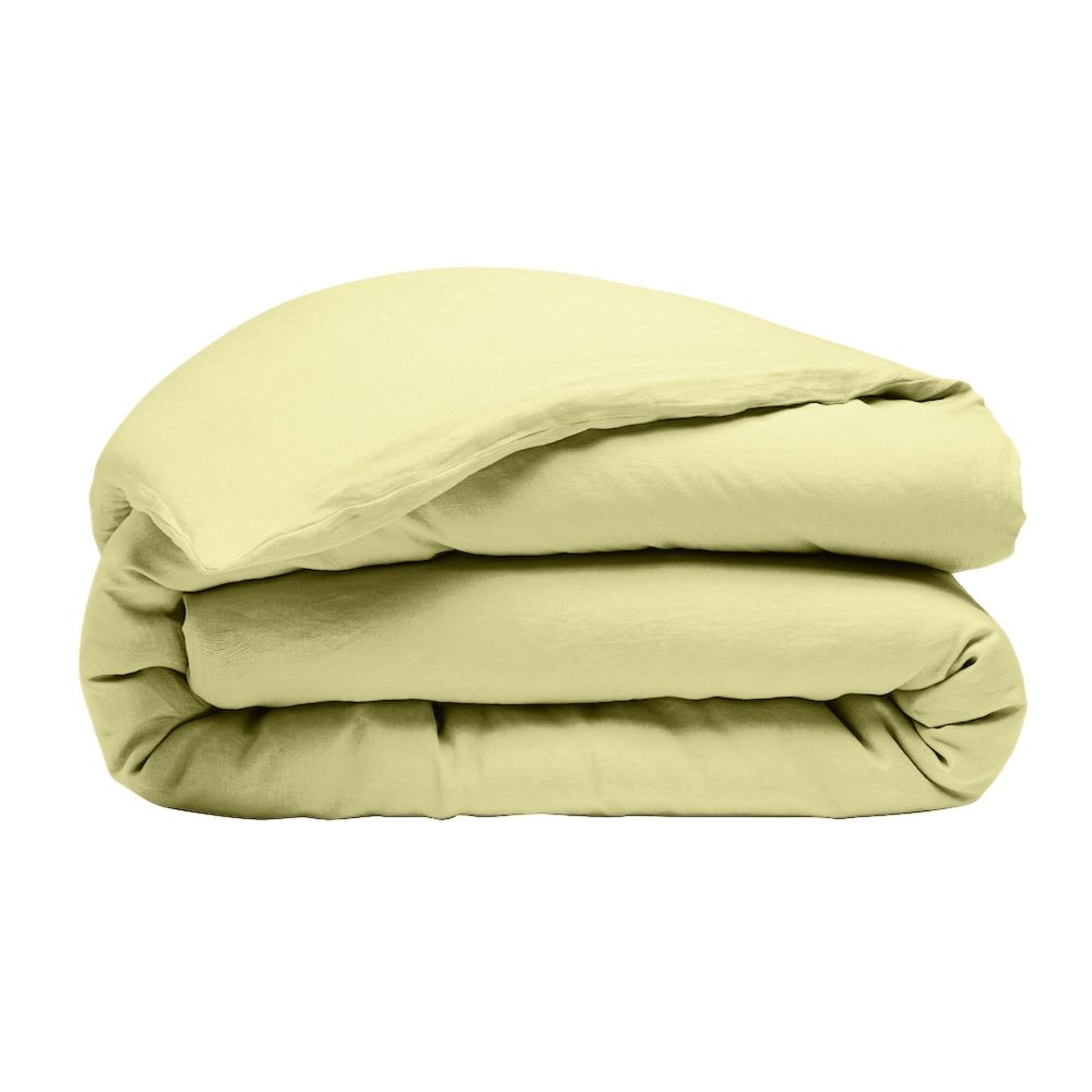 Housse de couette + 2 taies d'oreiller en lin Français lavé Beurre Jaune 240 x 260 cm — vue 6