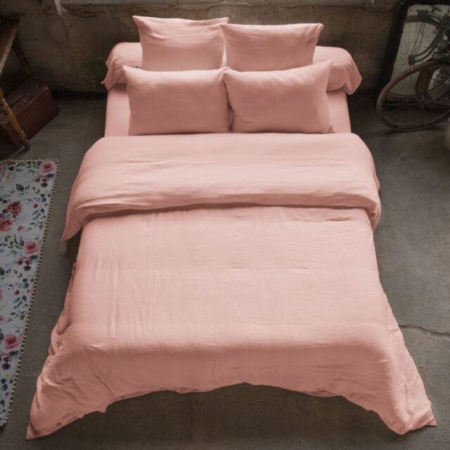 Housse de couette en Gaze de coton Rose Rose pêche 240 x 260 cm