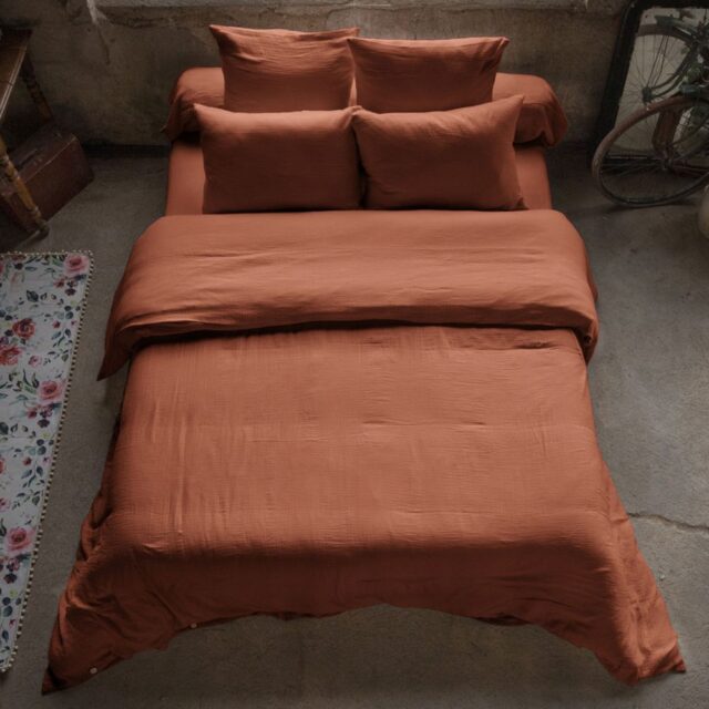 Housse de couette en Gaze de coton Terracotta 240 x 260 cm