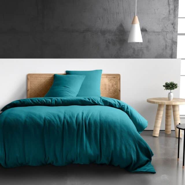 Housse de couette Gaze de Coton Bleu Enamel 240 x 260 cm