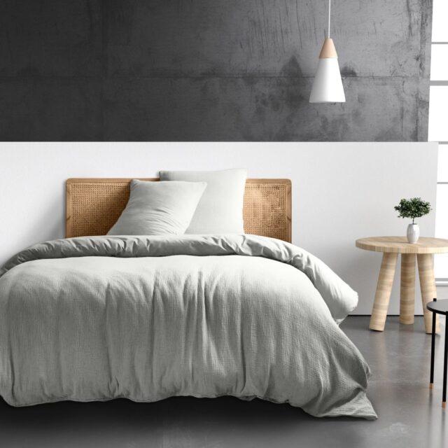 Housse de couette Gaze de Coton Gris Glacier 240 x 260 cm