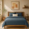 Housse de couette Gaze de Coton Lavé Bleu Pétrole 240 x 260 cm