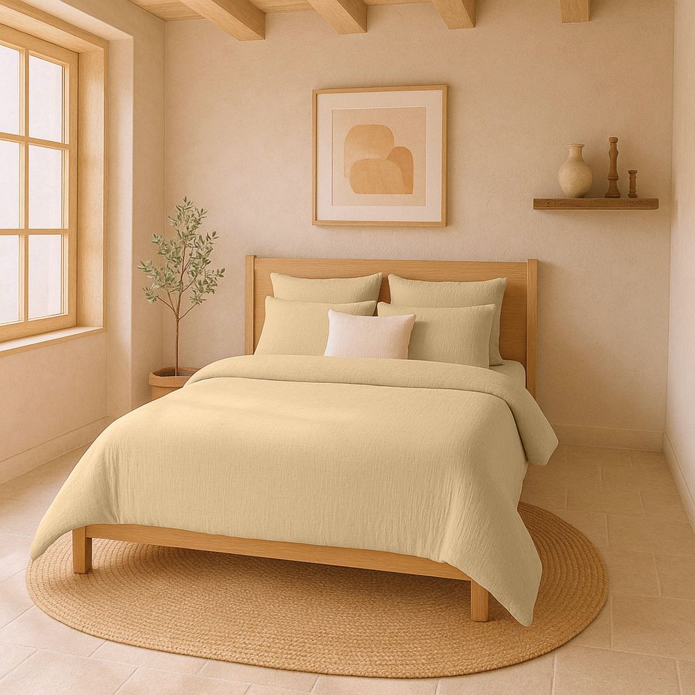 Housse de couette Gaze de Coton Lavé Ecru Naturel 240 x 260 cm — vue 3