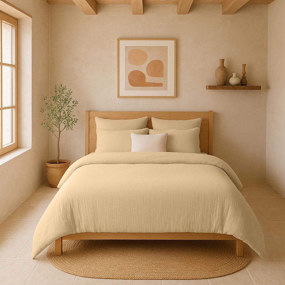 Housse de couette Gaze de Coton Lavé Ecru Naturel 240 x 260 cm