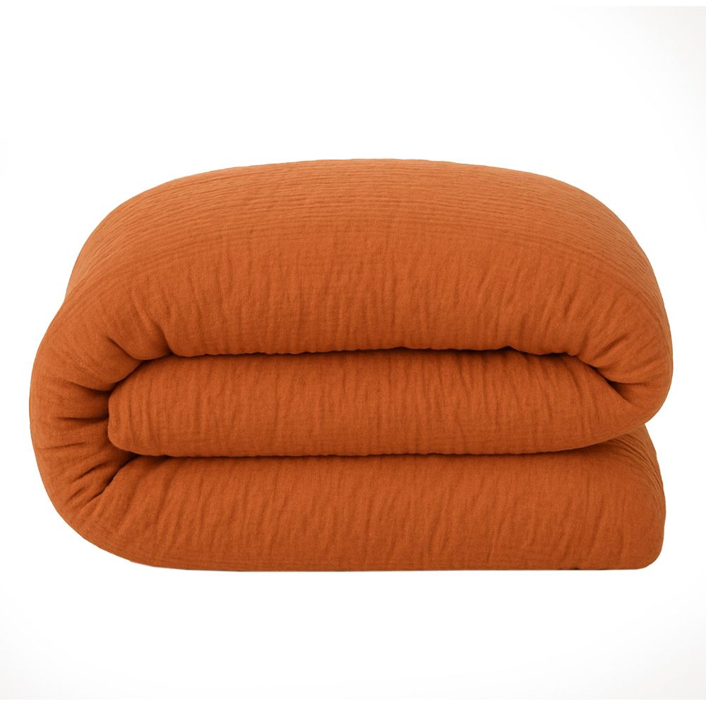 Housse de couette Gaze de Coton Lavé Safran Minéral 240 x 260 cm — vue 2